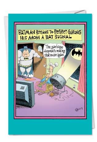 Batman Regrets Bat Signal Mother's Day Funny Greeting Card 