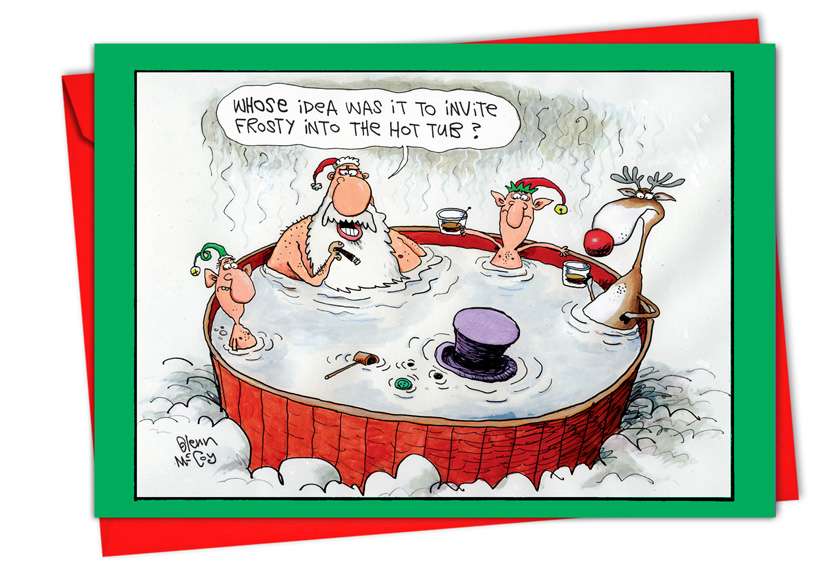 Frosty Hot Tub Funny Christmas Card – NobleWorksCards.com