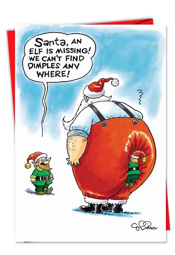Funny Missing Elf Christmas Card - Nobleworkscards.Com