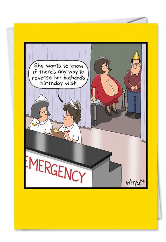 Birthday Wish Huge Breasts Emergency Cartoons Birthday Card Whyatt