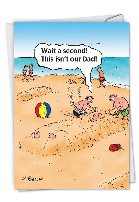 Sand Dad Cartoons Father's Day Greeting Card By John Mcpherson