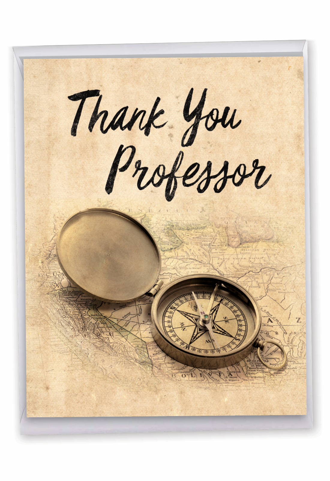 Compass Professor Humorous Teacher Thank You Oversized Card