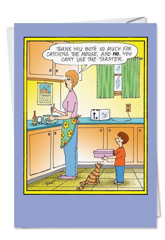Funny Mother's Day Greeting Card by Tom Cheney from NobleWorksCards.com - Catch the Mouse