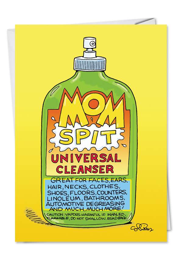 Hilarious Mother's Day Paper Card by Daniel Collins from NobleWorksCards.com - Mom Spit