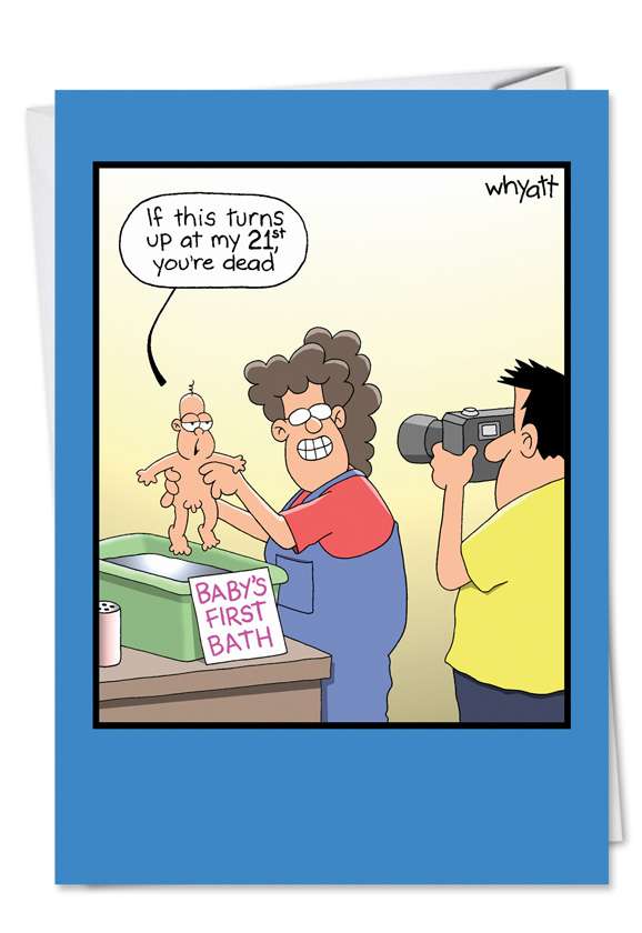Hilarious Father's Day Printed Card by Tim Whyatt from NobleWorksCards.com - First Bath