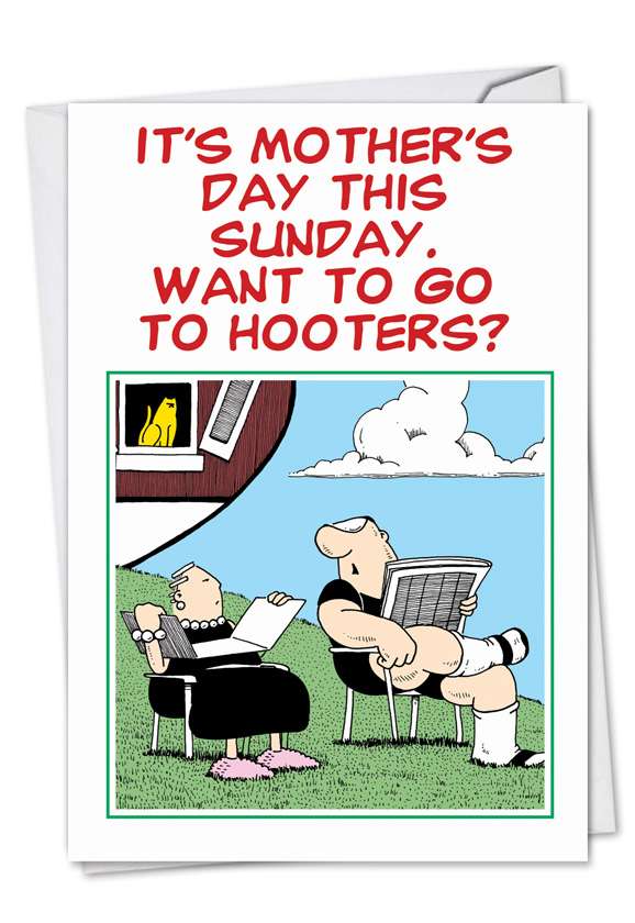 Funny Mother's Day Printed Card by Brad Diller from NobleWorksCards.com - Go To Hooters