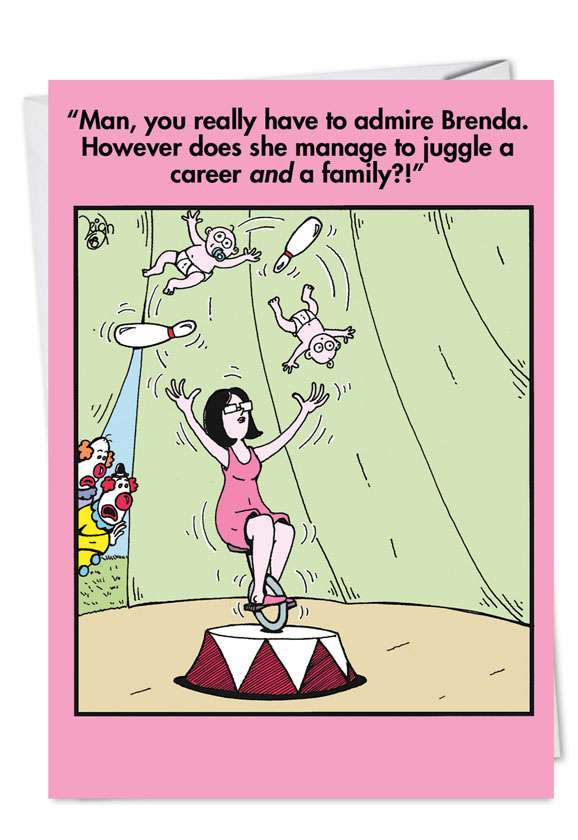Humorous Mother's Day Paper Greeting Card by Leigh Rubin from NobleWorksCards.com - Family Juggler