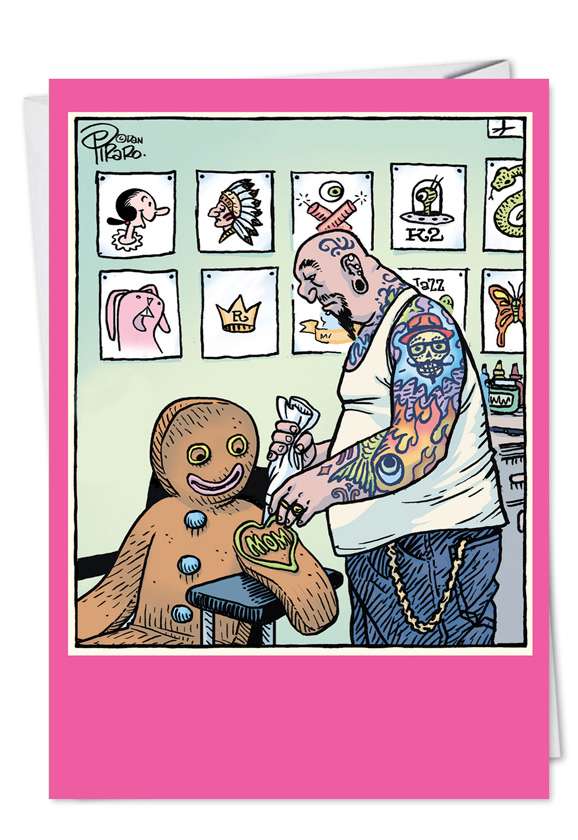 Hilarious Mother's Day Printed Greeting Card by Dan Piraro from NobleWorksCards.com - Mom Tattoo