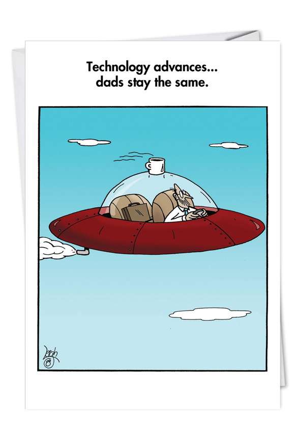 Funny Father's Day Paper Greeting Card by Leigh Rubin from NobleWorksCards.com - Cup On Saucer
