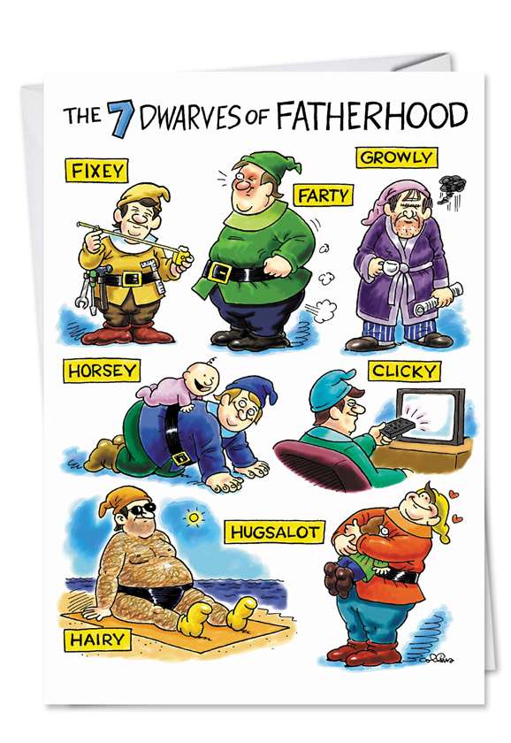 Funny Father's Day Paper Card by Daniel Collins from NobleWorksCards.com - Dwarves