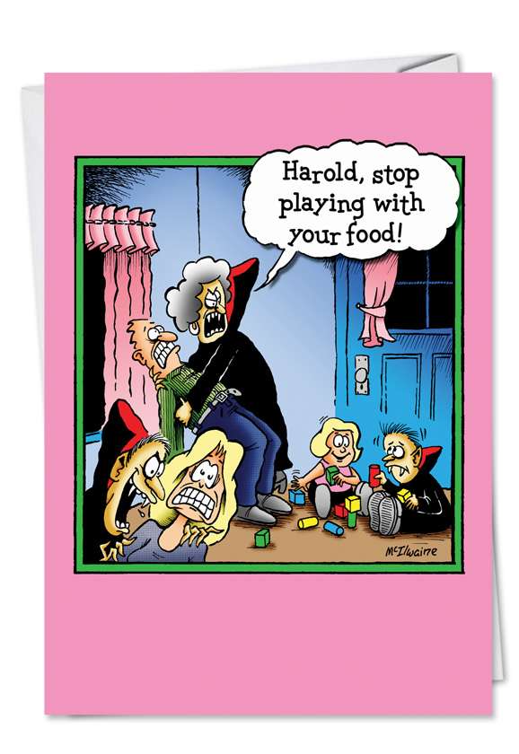 Hilarious Mother's Day Printed Greeting Card by Randall McIlwaine from NobleWorksCards.com - Play With Food