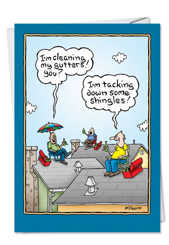 Funny Father's Day Greeting Card by Randall McIlwaine from NobleWorksCards.com - Dad on the Roof