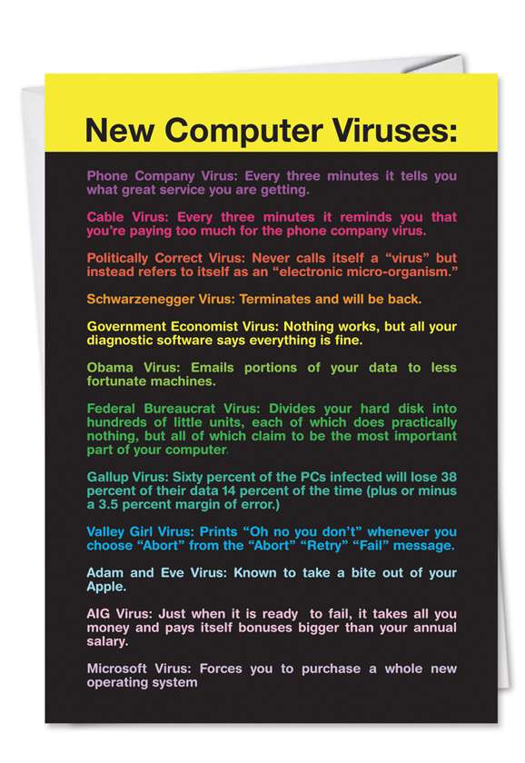 Hilarious Birthday Paper Card from NobleWorksCards.com - Viruses