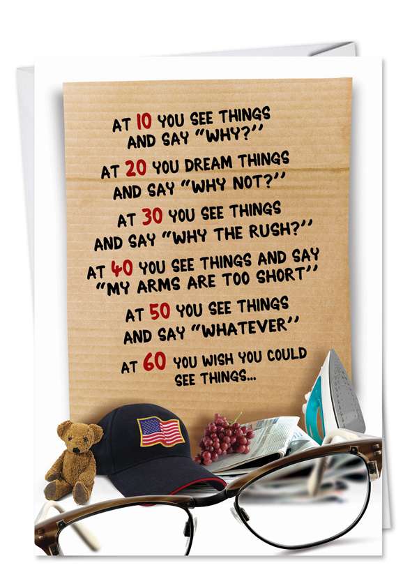 Funny Birthday Paper Greeting Card from NobleWorksCards.com - You See Things