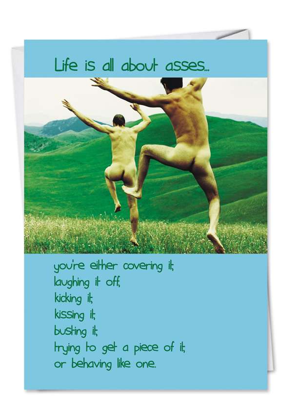 Humorous Birthday Printed Card from NobleWorksCards.com - All About Asses