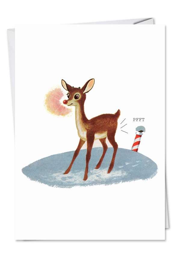 Humorous Christmas Greeting Card by SuperIndusatrialLove from NobleWorksCards.com - Rudolph Fart