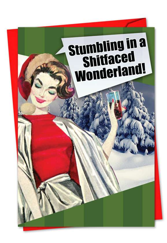Funny Blank Printed Greeting Card from NobleWorksCards.com - Shitfaced Wonderland
