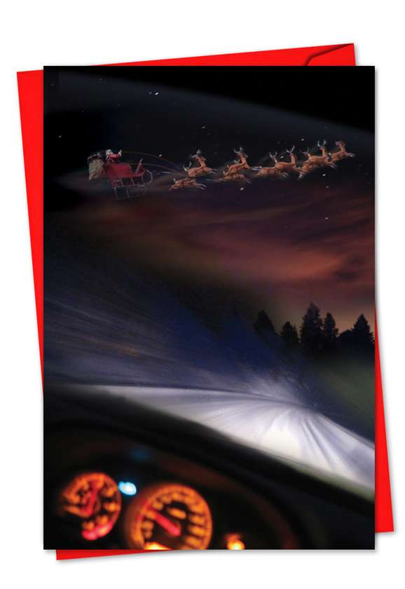 Hysterical Blank Printed Card from NobleWorksCards.com - Santa Dashcam