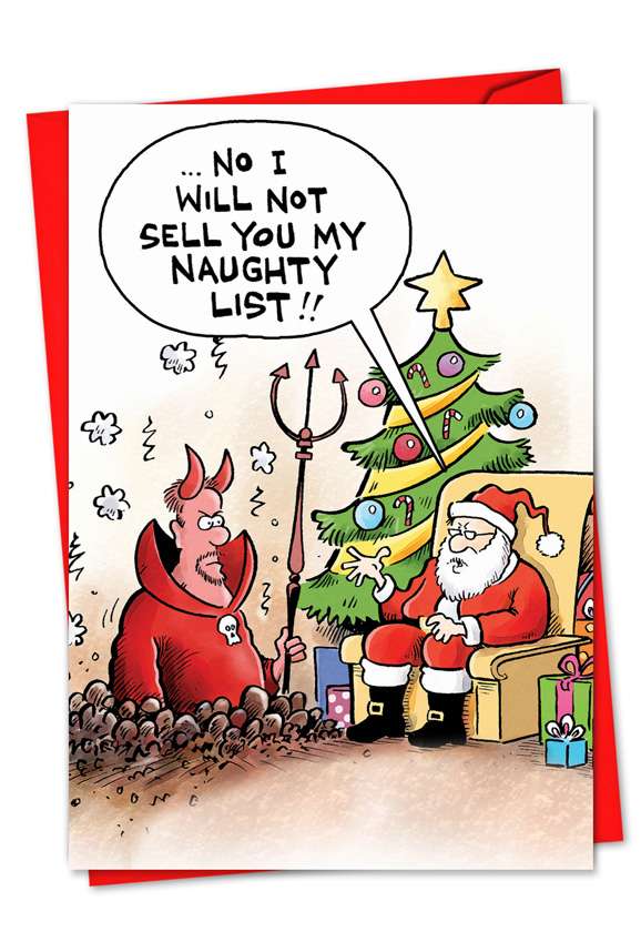 Hysterical Christmas Paper Card by Tony Lopes from NobleWorksCards.com - Sell My Naughty List