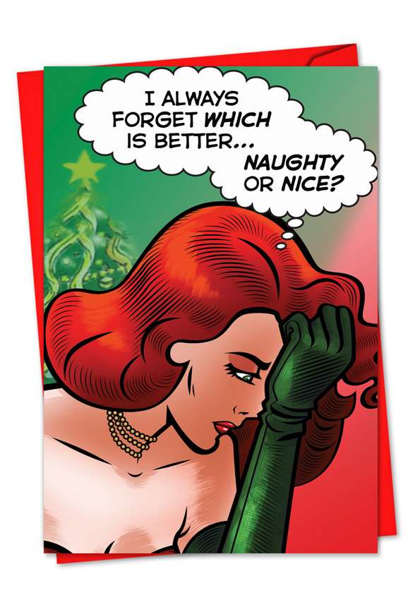 Hysterical Christmas Printed Greeting Card by John Lustig from NobleWorksCards.com - Which Is Better