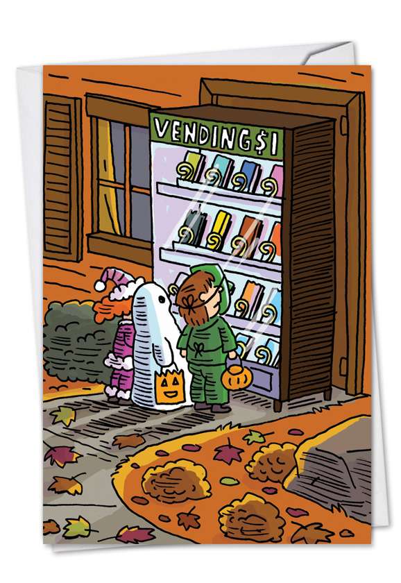 Hilarious Halloween Printed Greeting Card by Stanley Makowski from NobleWorksCards.com - Halloween Vending Machine