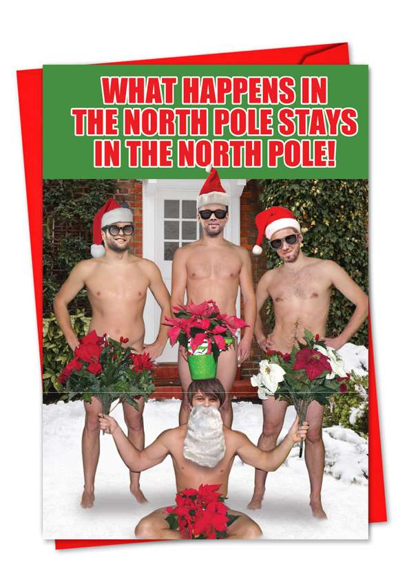 Funny Blank Greeting Card from NobleWorksCards.com - What Happens In The North Pole