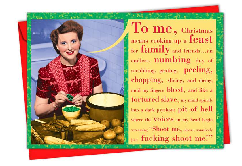 Hysterical Blank Printed Greeting Card from NobleWorksCards.com - Somebody Shoot Me