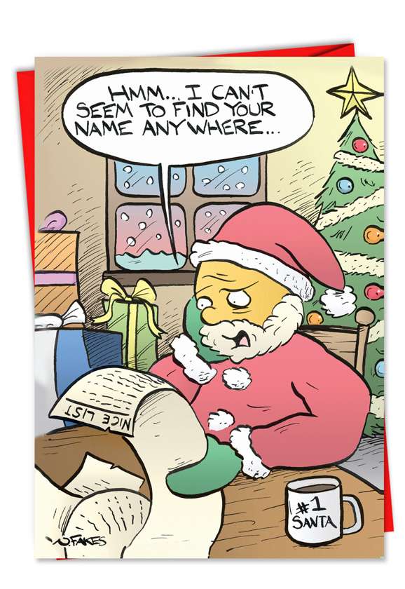 Humorous Christmas Paper Card by Nate Fakes from NobleWorksCards.com - Not On List