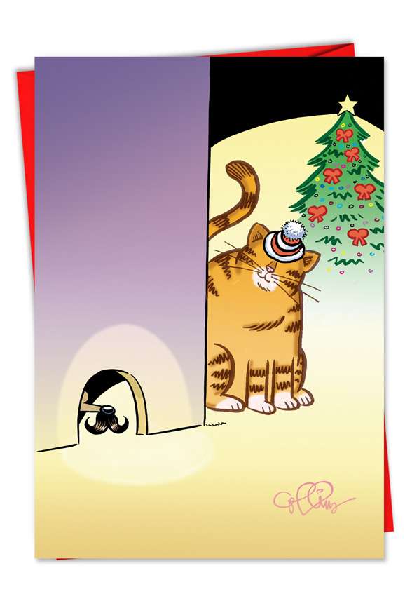 Funny Christmas Greeting Card by Daniel Collins from NobleWorksCards.com - Mouse-stache