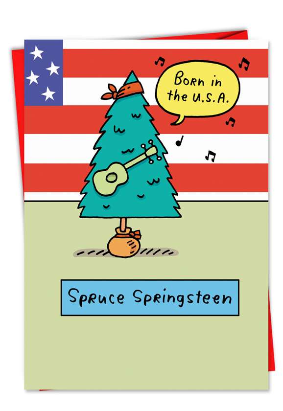 Hysterical Christmas Greeting Card by Stanley Makowski from NobleWorksCards.com - Spruce Springsteen