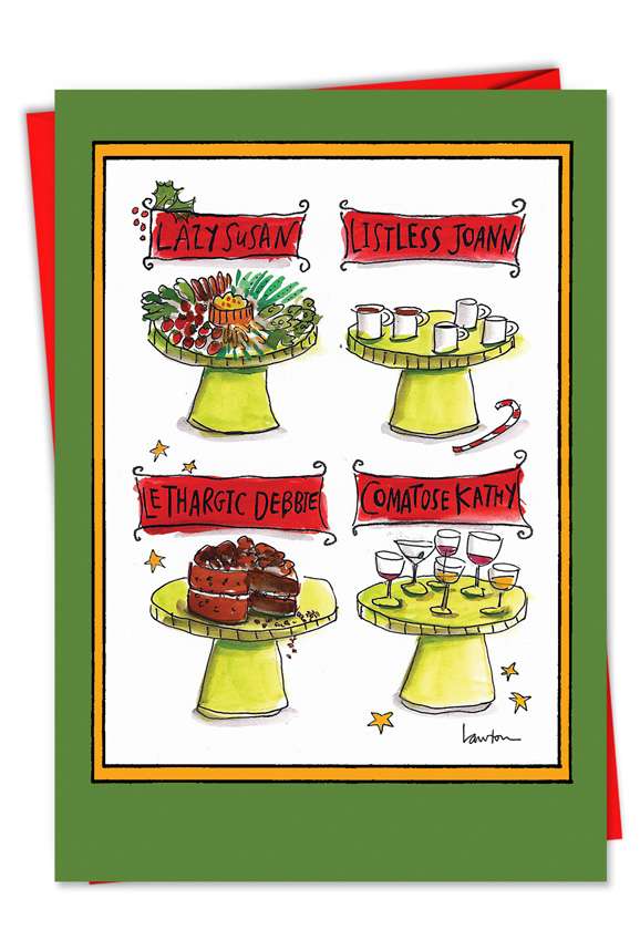 Humorous Christmas Paper Card by Mary Lawton from NobleWorksCards.com - Lazy Susan