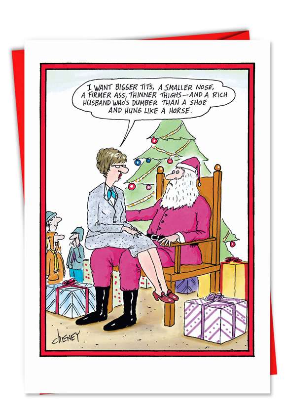 Funny Christmas Greeting Card by Tom Cheney from NobleWorksCards.com - Rich Husband
