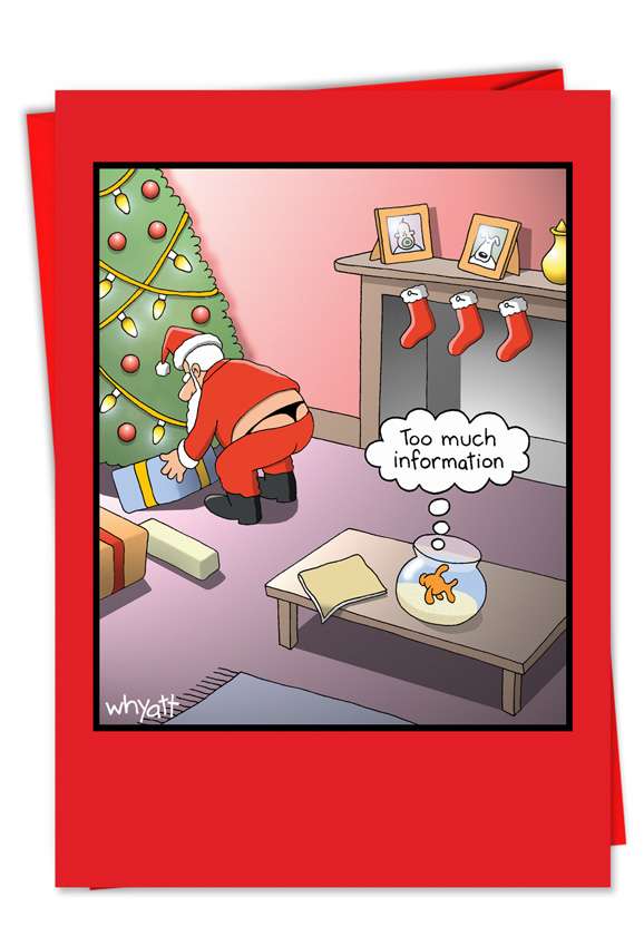 Hysterical Christmas Printed Greeting Card by Tim Whyatt from NobleWorksCards.com - Too Much Info Fish