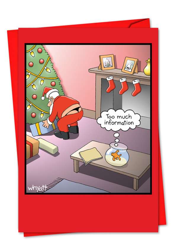 Humorous Blank Paper Greeting Card by Tim Whyatt from NobleWorksCards.com - Too Much Info Fish
