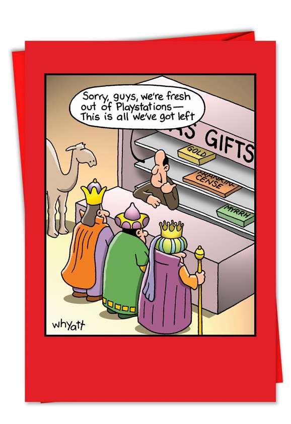 Hysterical Christmas Paper Greeting Card by Tim Whyatt from NobleWorksCards.com - Fresh Out