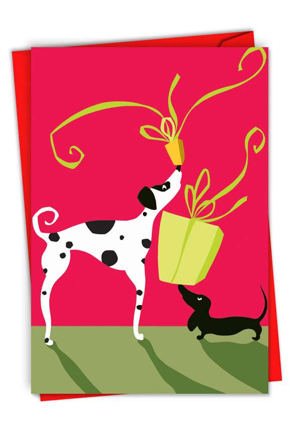Stylish Christmas Paper Greeting Card from NobleWorksCards.com - Xmas Dalmation