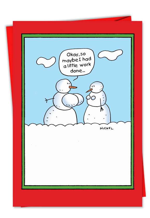 Hysterical Christmas Printed Card by Scott Nickel from NobleWorksCards.com - Snowman Boob Job