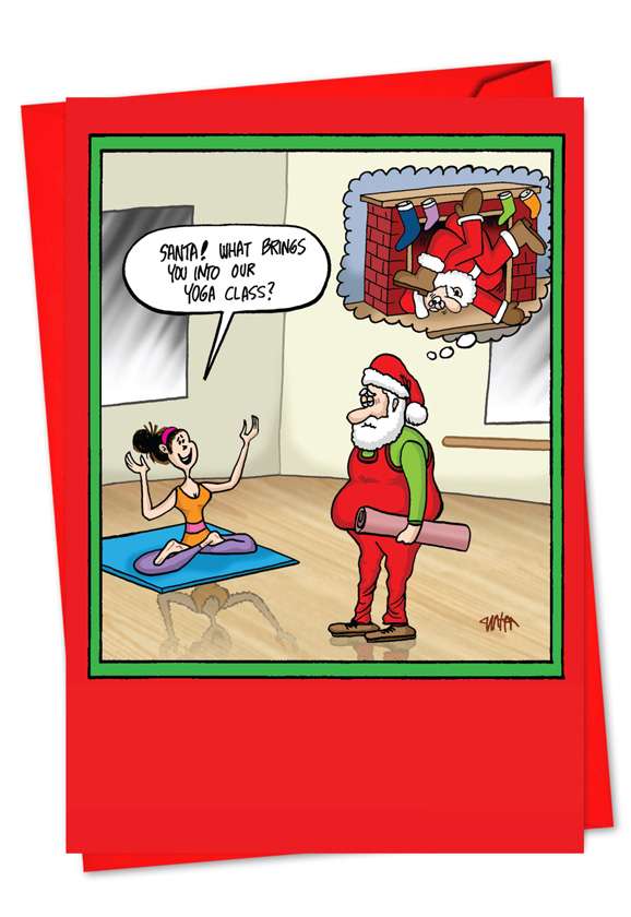 Santa Yoga Funny Christmas Greeting Card