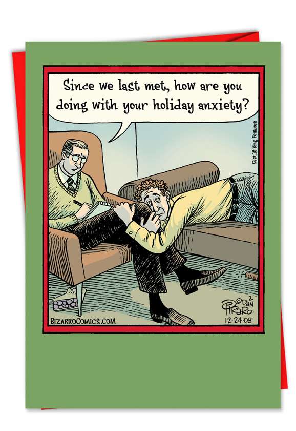 Holiday Anxiety Cartoons Christmas Greeting Card