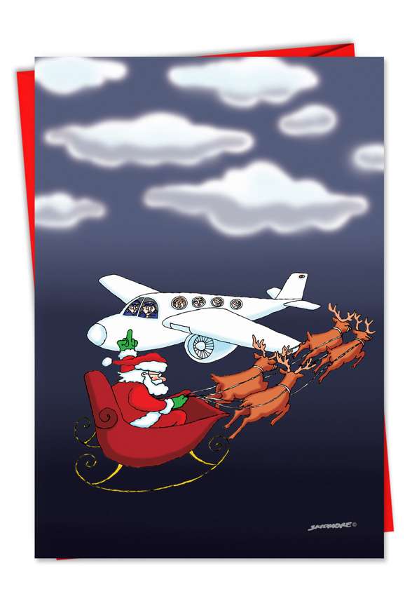 Hysterical Christmas Paper Greeting Card by David Skidmore from NobleWorksCards.com - Fuck Yule
