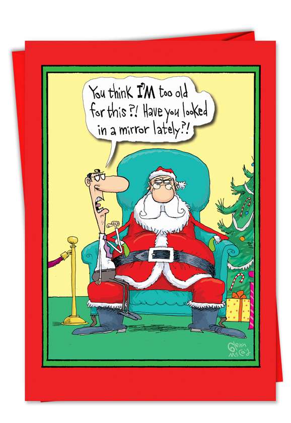 Too Old Santa Lap Humorous Christmas Card