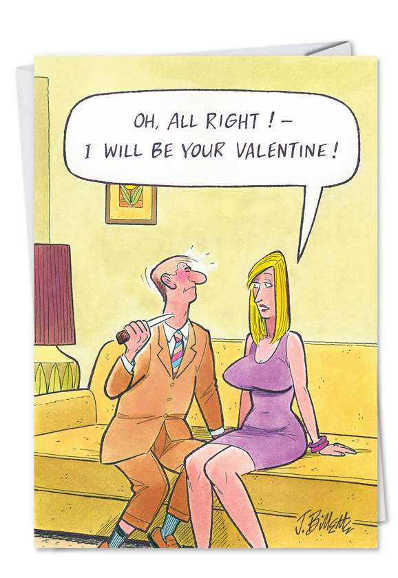 Hilarious Valentine's Day Paper Greeting Card by John Billette from NobleWorksCards.com - Show You My Breasts