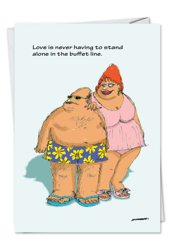 Hilarious Valentine's Day Greeting Card by David Skidmore from NobleWorksCards.com - Buffet Line