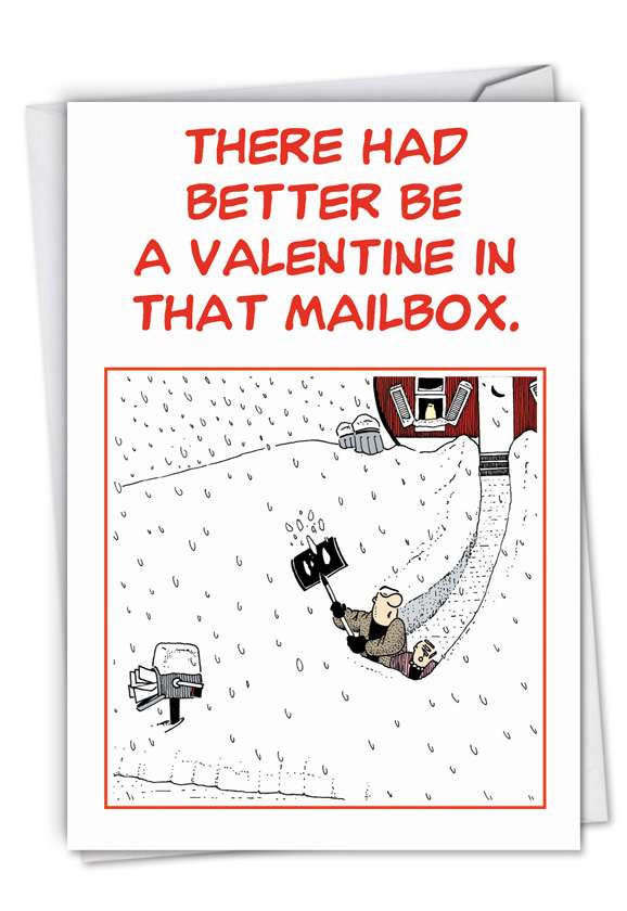 Hysterical Valentine's Day Greeting Card by Brad Diller from NobleWorksCards.com - Valentine in the Mailbox