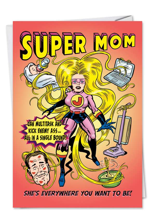 Hilarious Mother's Day Printed Card by Daniel Collins from NobleWorksCards.com - Super Mom