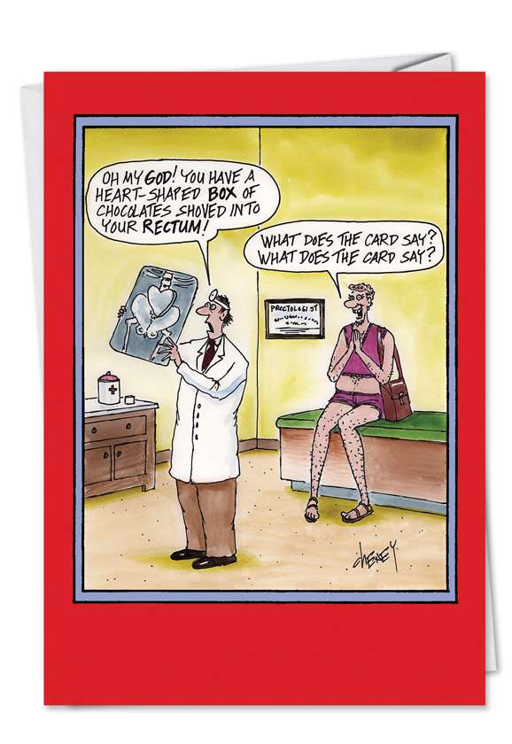 Hysterical Valentine's Day Printed Card by Tom Cheney from NobleWorksCards.com - What Does the Card Say