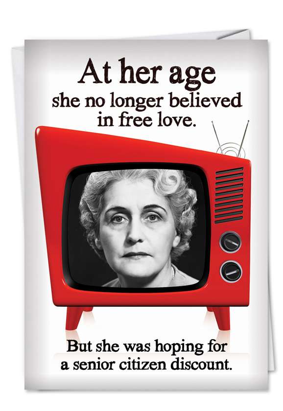 Hysterical Valentine's Day Printed Greeting Card from NobleWorksCards.com - Senior Citizen Discount