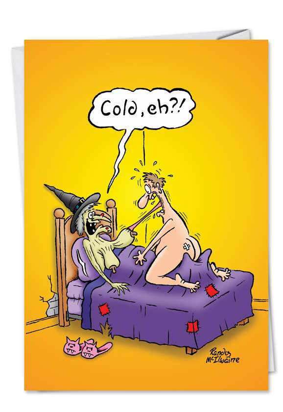 Humorous Halloween Greeting Card by Randall McIlwaine from NobleWorksCards.com - Cold Witch Tit