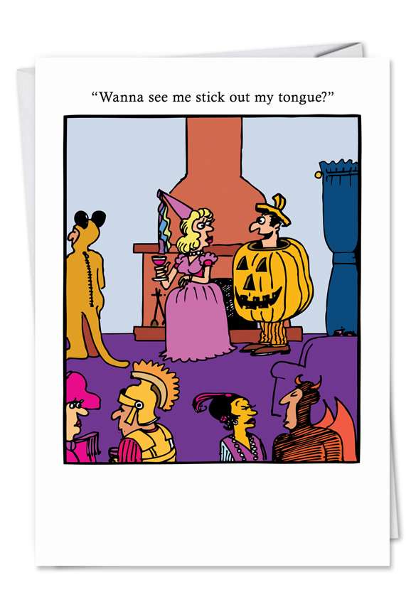 Hilarious Halloween Paper Card by Don Stone from NobleWorksCards.com - See My Tongue