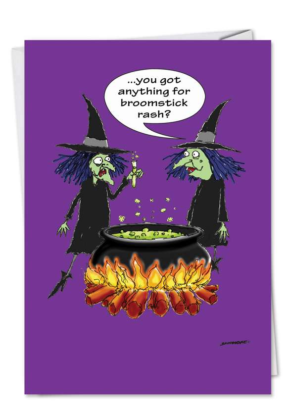 Broomstick Rash Halloween Joke Paper Card By Skidmore